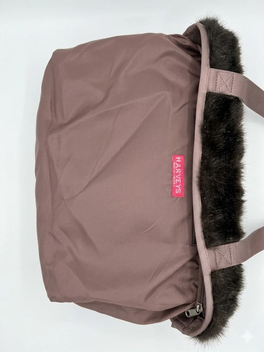 Harveys Seatbelt Bags Rare Vintage Plush Faux Fur Crossbody Shoulder Bag Brown